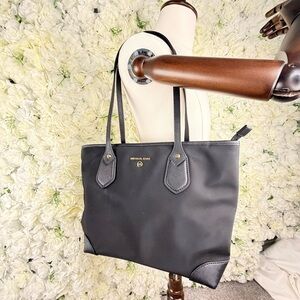 Michael Kors Tote Bag Purse Black Nylon with Saffiano Leather Trim